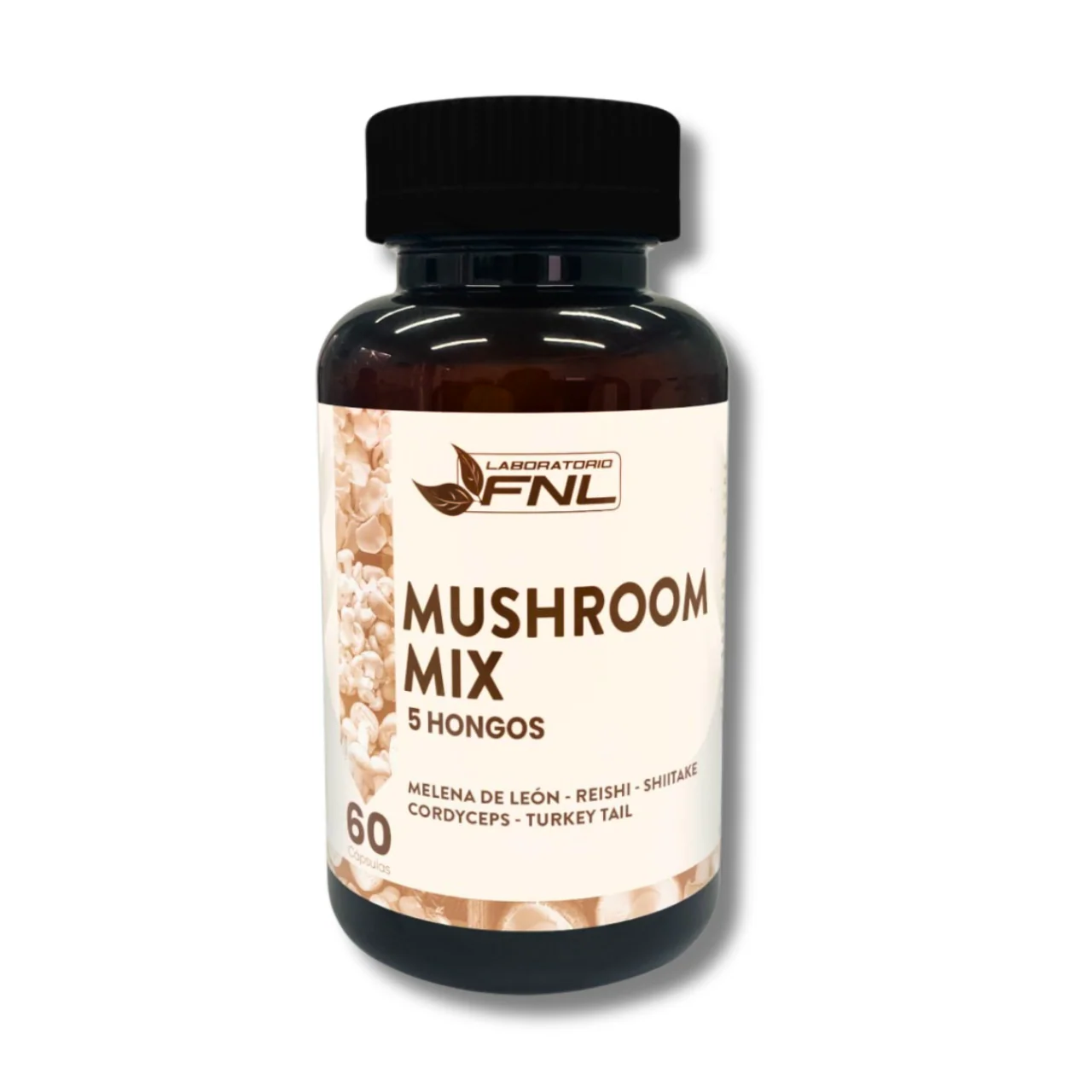 Mushroom Mix 5 Hongos (Melena de León, Reishi, Shiitake, Cordyceps, Cola de Pavo) 60 Cápsulas (1 mes) - FNL